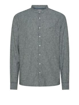 Camicia Sun68 Linen Stripe Korean da Uomo - Nero
