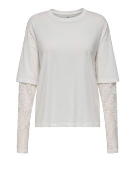 Only Jonna Lace Mix T-shirt für Frauen - Weiß