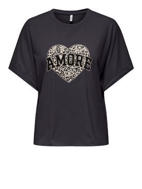 T-shirt Only Bianco Lucy da Donna - Nero