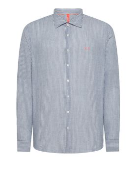 Camicia Casual Sun68 Stripe Beach da Uomo - Blu