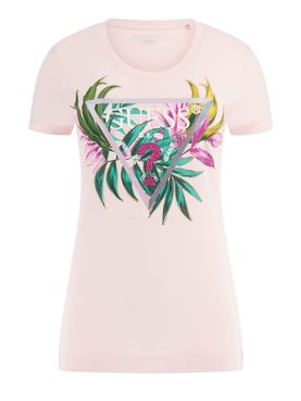 T-shirt Guess Leaf Triangle da Donna - Rosa