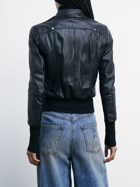 Women's Patrizia Pepe Leather Jacket - Black | Zedstore