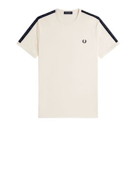 T-shirt Fred Perry Contrast Tape Ringer da Uomo - Avorio