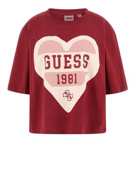 T-shirt Guess Monica Boxy da Donna - Rosso