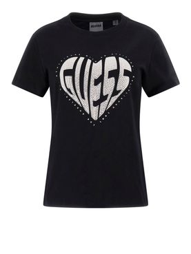 T-shirt Guess Julia Rhinestone da Donna - Nero