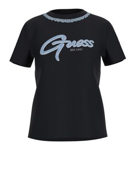 T-shirt Guess Jeans Chain da Donna - Nero