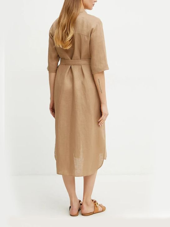 ワンピース MAX MARA Woman Dress Camel 2516221028600 008 Max Mara Salute Midi Dress for Women - Beige | Zedstore