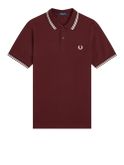 polo fred perry twin tipped da uomo - bordeaux