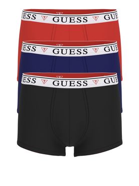 Boxer Guess Brian Hero Trunk 3 Pack da Uomo - Rosso Blu Nero