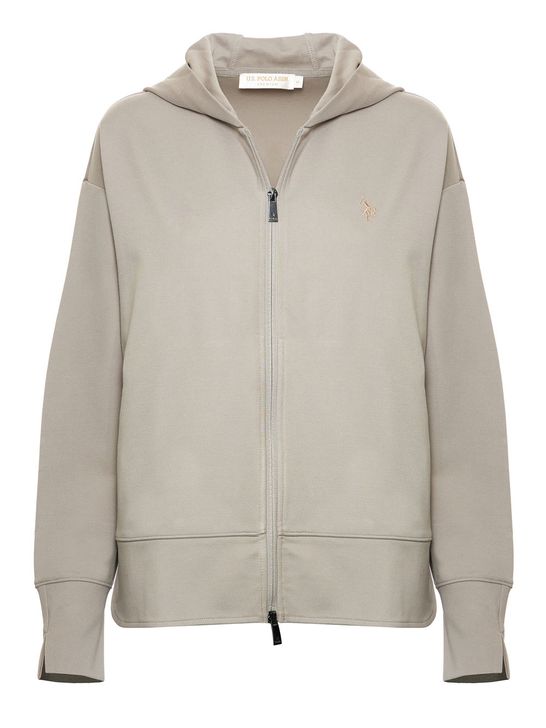 Polo Sweatshirt Zip Beige Damen Zedstore