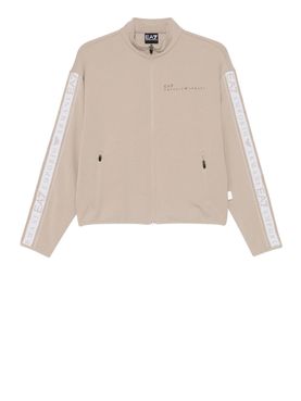 Women's Ea7 Zip Sweatshirt - Beige