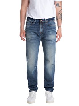 Herren Replay Deep Indigo Baumwolle Regular Jeans - Denim