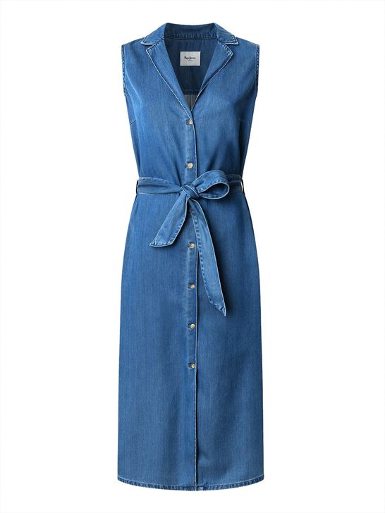 cruz denim maxi dress Long Zip-up Size:18W-20W please take physical design women long dresses Cotton Denim Collared Mini
