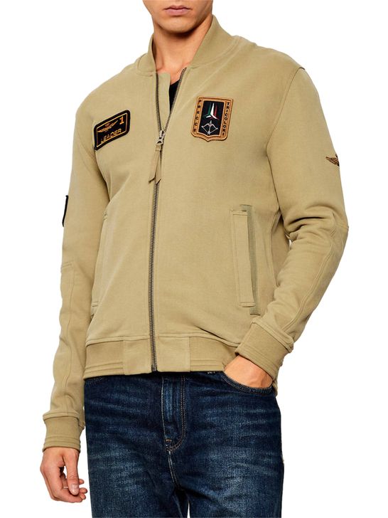 Felpa Zip Aeronautica Militare da Uomo Verde Zedstore
