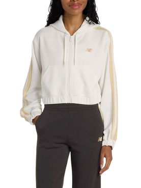 Felpa Zip New Balance Interlock da Donna - Avorio