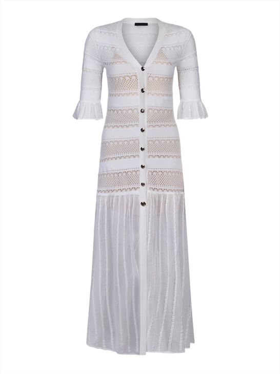 chinese dress ladies Long Lace Dress Liu Jo / White
