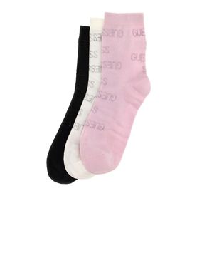 Calzini Guess 3 Pack Allover G Rhinestones da Donna - Bianco Rosa Nero