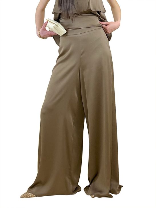 Pantalon Femme Celyn B. Marron/oro En Satin Rasé - Taille 38/40 - Neuf Sans étiquette