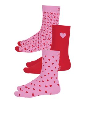 Calzini Guess 3 Pack Fantasy Heart da Donna - Rosa Rosso