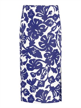 Marella Women's Football Emme Midi Skirt - Blue