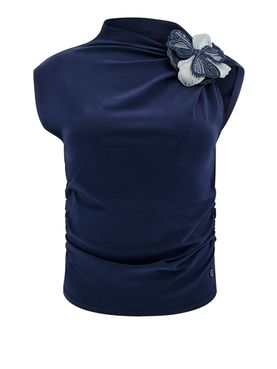 Top Guess Ariane 3D Embroidery da Donna - Blu
