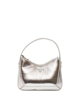 Pollini Laminated Grained Damen Handtasche - Silber